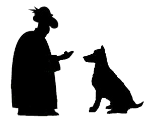 A man feeds a dog.