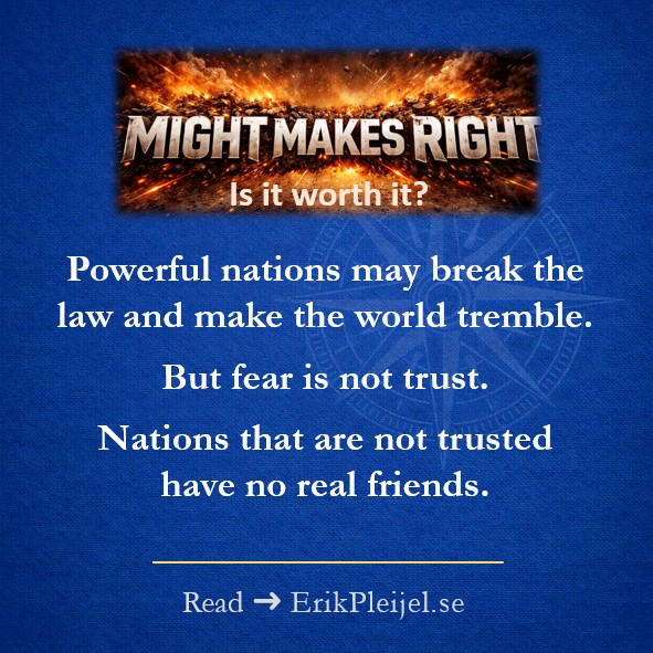 Might makes right — is it worth it? Powerful nations may break the law and make the world tremble. But fear is not trust. Nations that are not trusted have no real friends.